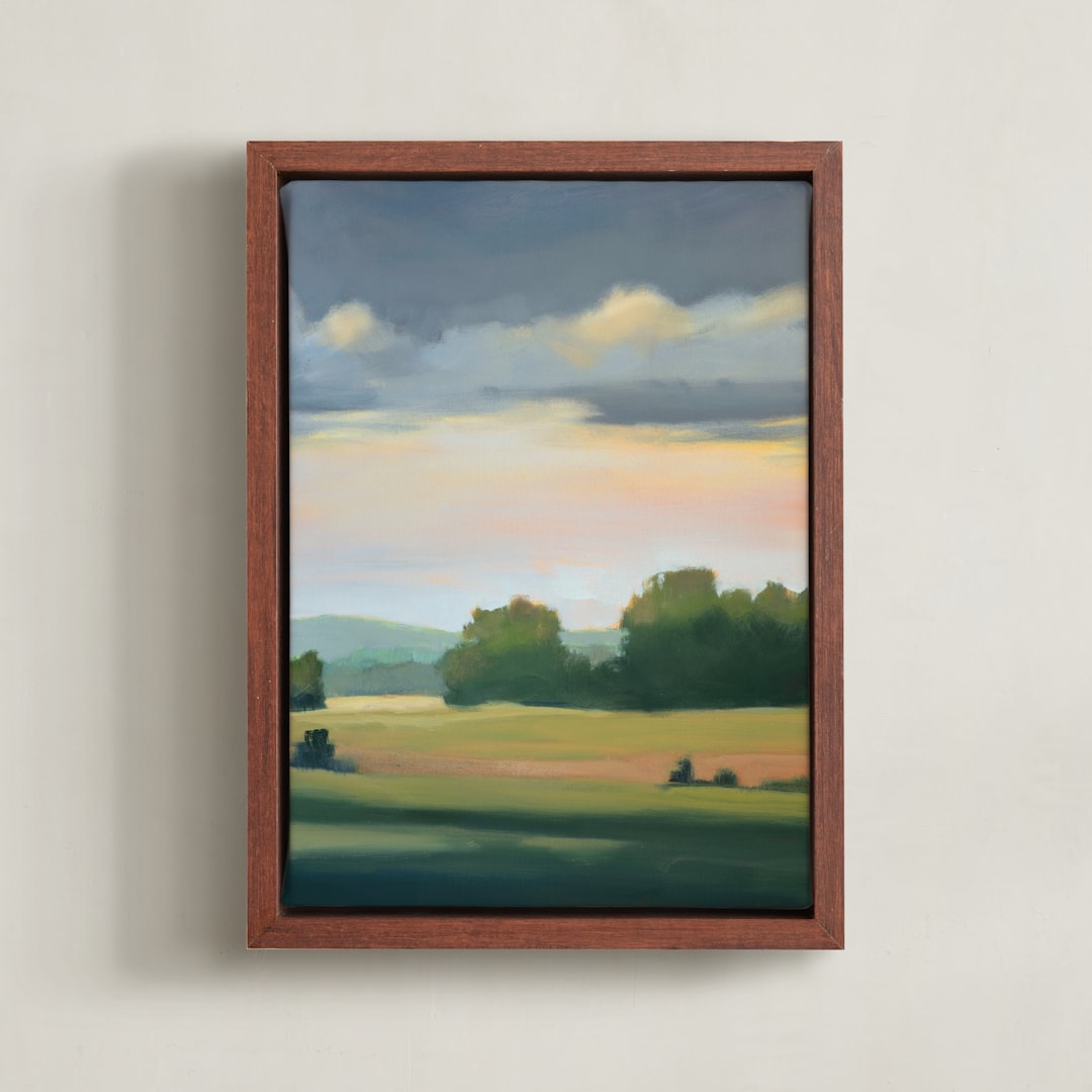 "Bright and Early 3" - Art Print in Field by Stephanie Goos Johnson - Framed Canvas