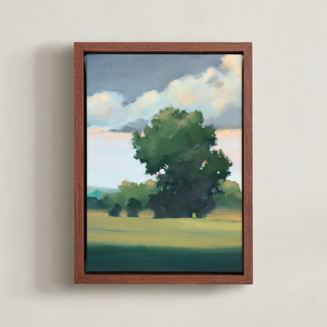 "Bright and Early 1" - Art Print in Field by Stephanie Goos Johnson - Framed Canvas