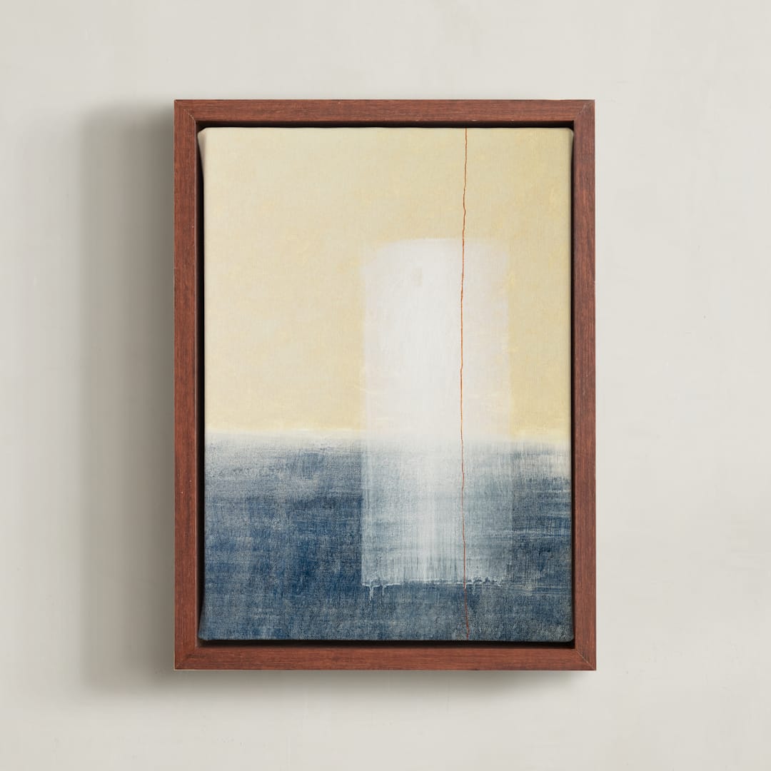 "Lumen" - Art Print in Pastel Yellow by Tania Medeiros - Framed Canvas
