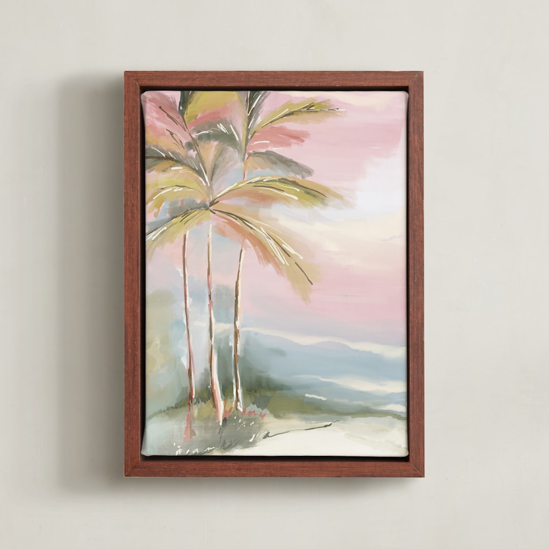 "Palm Trees" - Art Print in Melon by Lucrecia Caporale - Framed Canvas