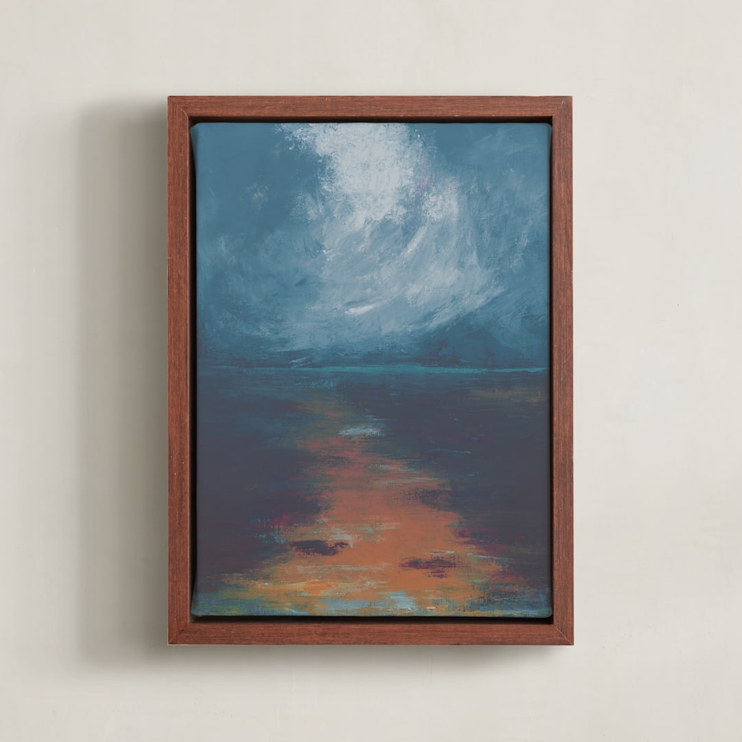 "Marsh" - Art Print in lagoon by Deborah Chou - Framed Canvas