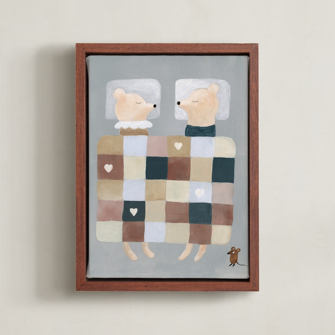 "Not a Creature Was Stirring" - Art Print in Winter Grey by Maja Cunningham - Framed Canvas