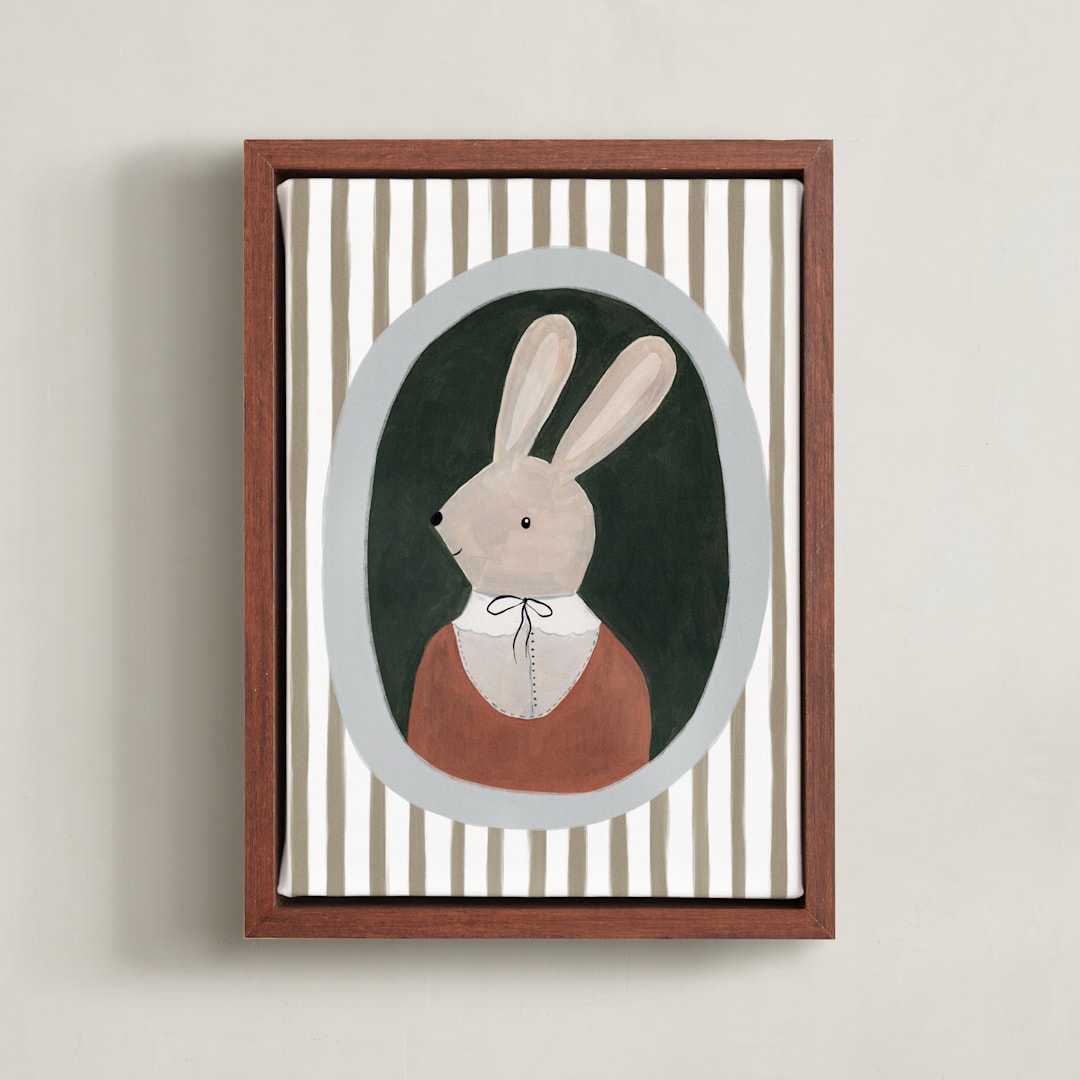 "Sir Rabbit" - Art Print in Tree by Maja Cunningham - Framed Canvas