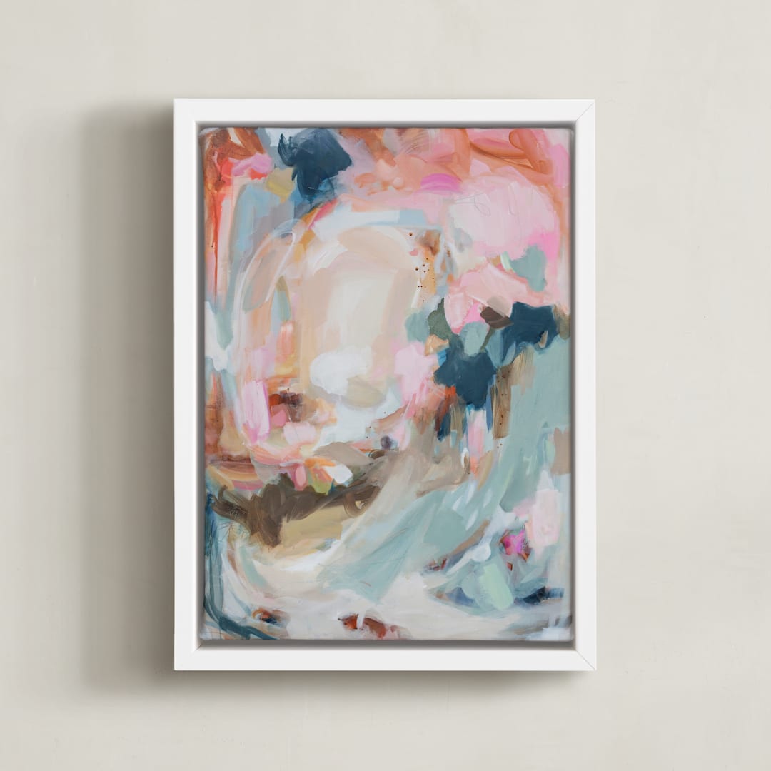 "Winds of Change" - Art Print in Lagoon by Marissa DeCinque - Framed Canvas