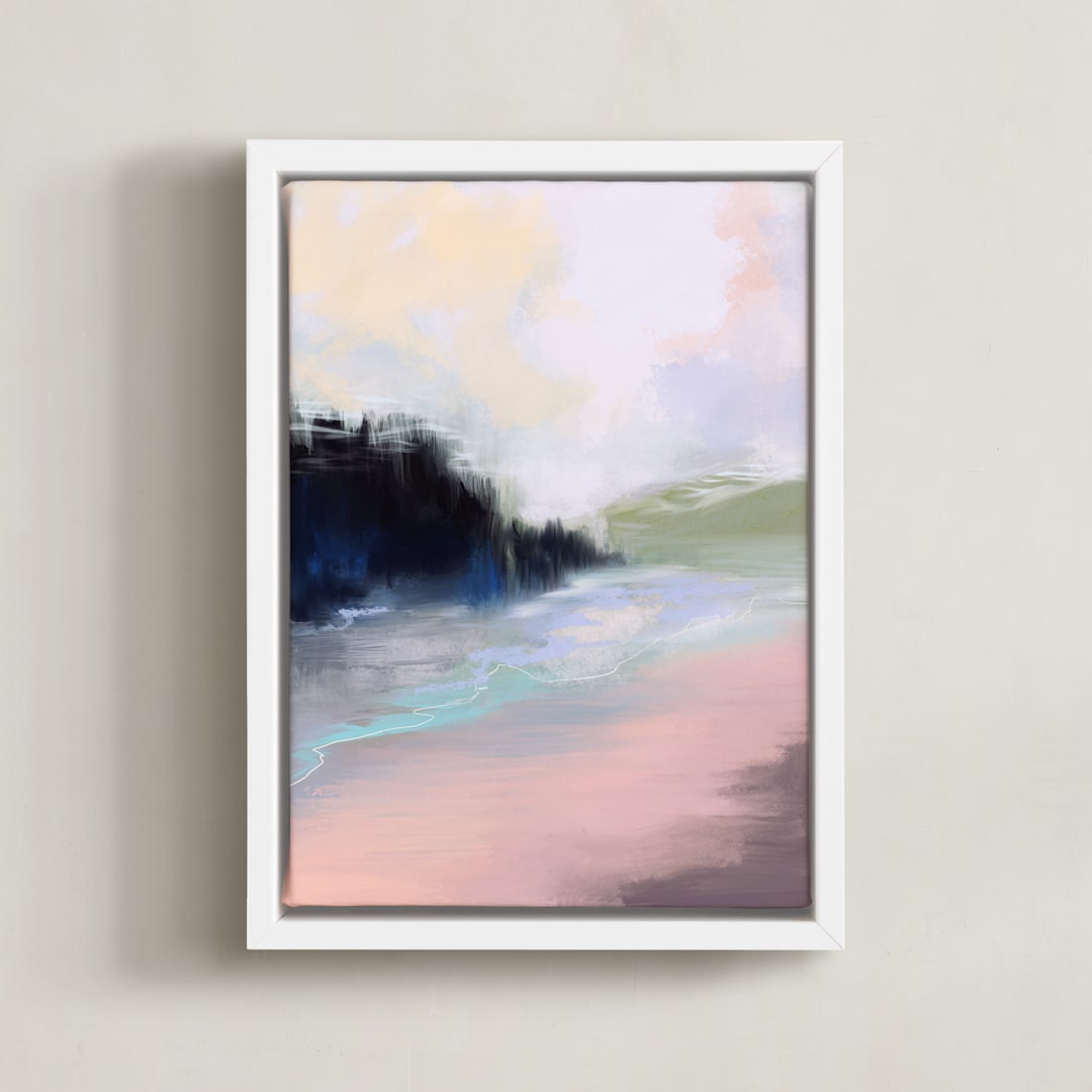 "Meandering Ways" - Art Print in Soft Pink by Shraddha Dharia - Framed Canvas