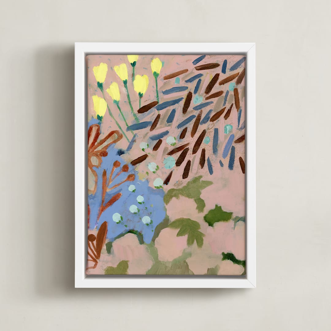 "Blooms by the Pond 2" - Art Print in Ash Pink by Shina Choi - Framed Canvas