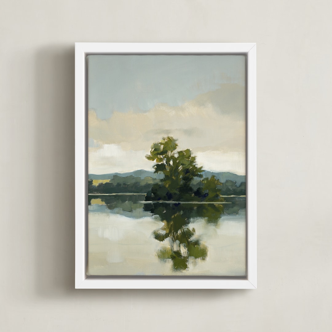 "Tranquil Waters II" - Art Print in Lake by Stephanie Goos Johnson - Framed Canvas