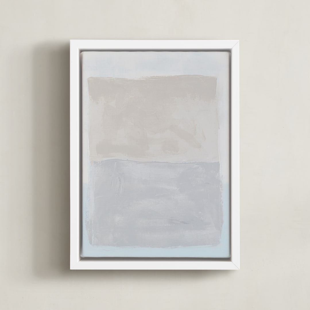 "Buff Boxes No.2" - Art Print in Sky by Amy Gray - Framed Canvas