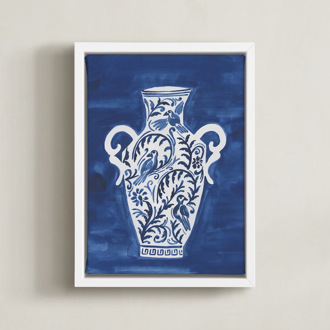 "Chinoiserie Tableware 1" - Art Print in Ink by Teju Reval - Framed Canvas