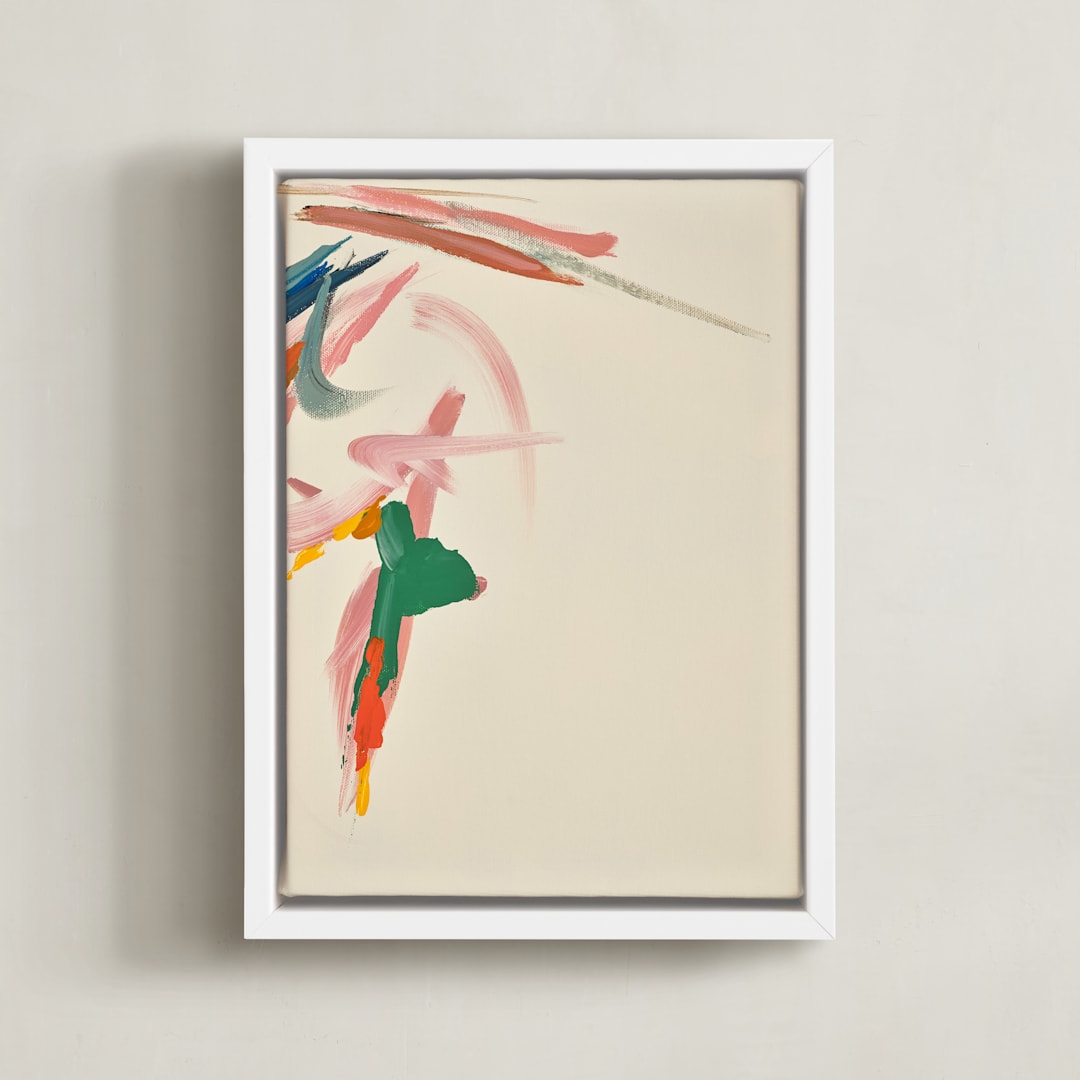 "Tropical Views 2" - Art Print in Cream and Multicolor by Caryn Owen - Framed Canvas