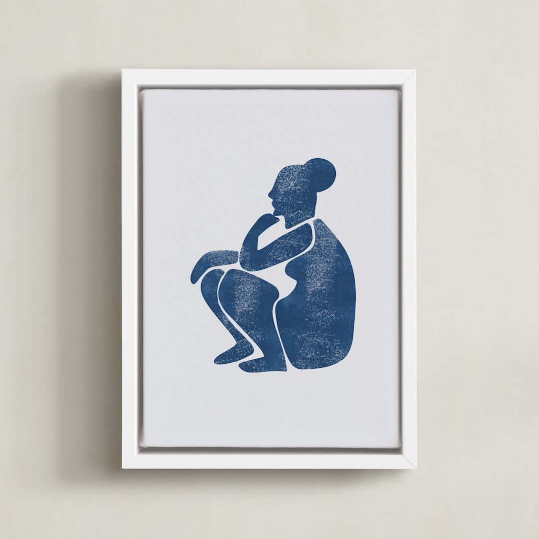 "grandmere" - Art Print in Indigo by Maja Cunningham - Framed Canvas