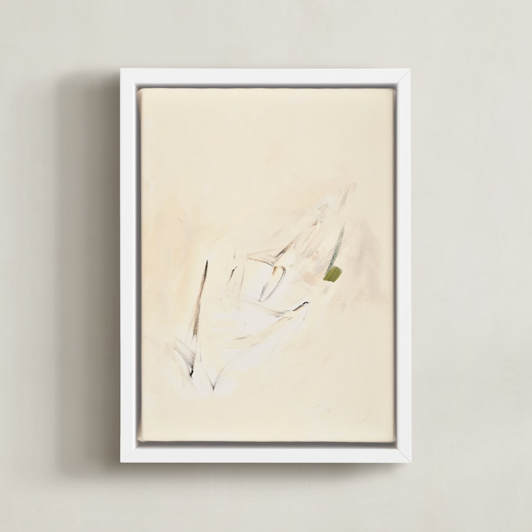 "Spring Abstract Diptych II" - Art Print in Cream by Caryn Owen - Framed Canvas