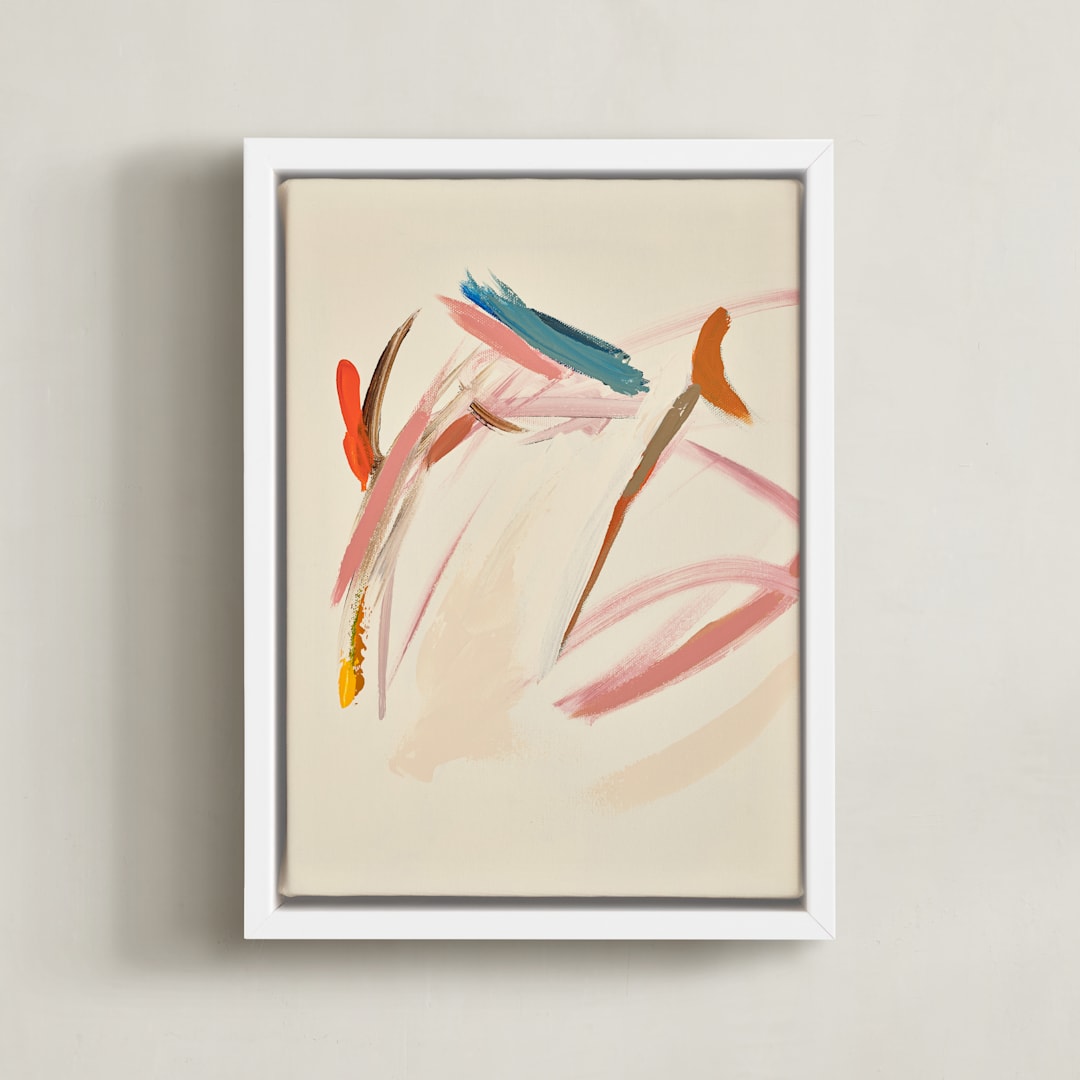 "Tropical Views 1" - Art Print in Cream and Multicolor by Caryn Owen - Framed Canvas