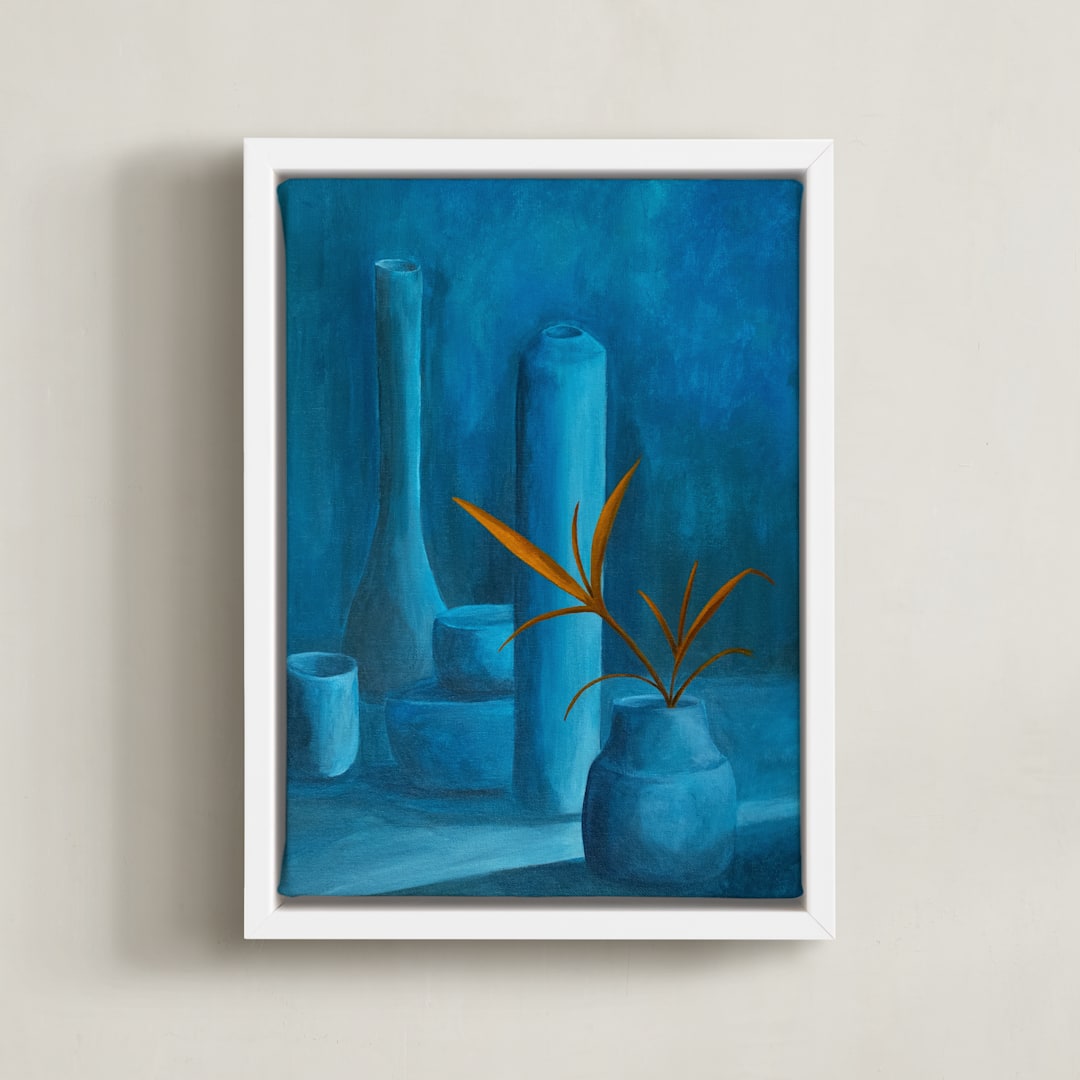 "The Leaf" - Art Print in Peacock by Michel Villalpando - Framed Canvas