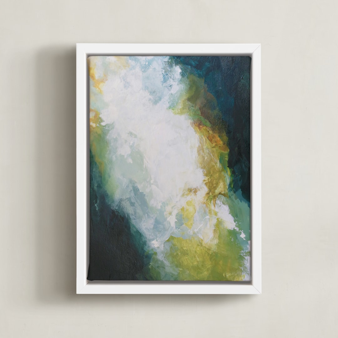 "lush green" - Art Print in Mallard Blue by Mya Bessette - Framed Canvas