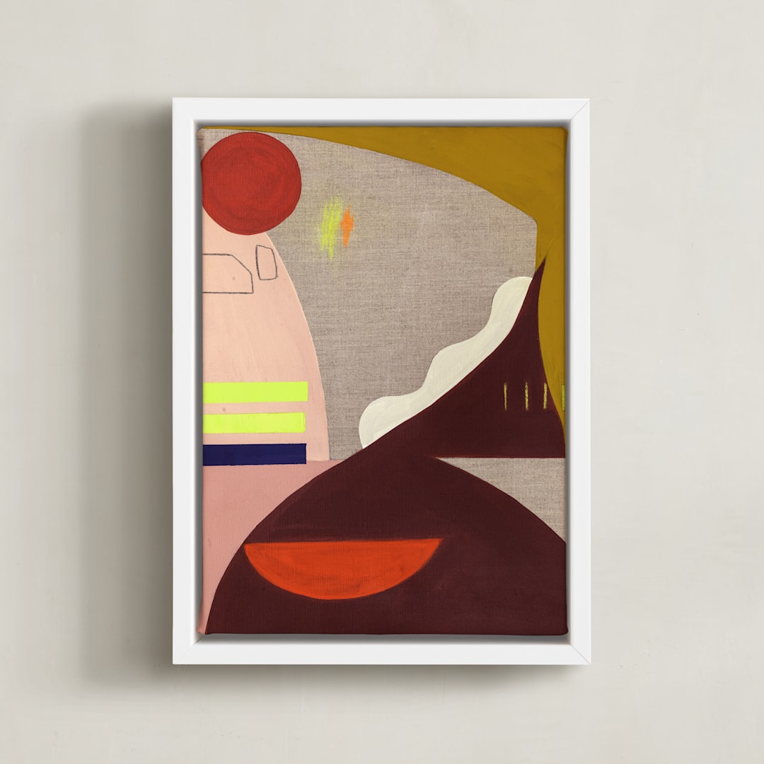 "Horologium" - Art Print in Maroon by Keren Toledano - Framed Canvas