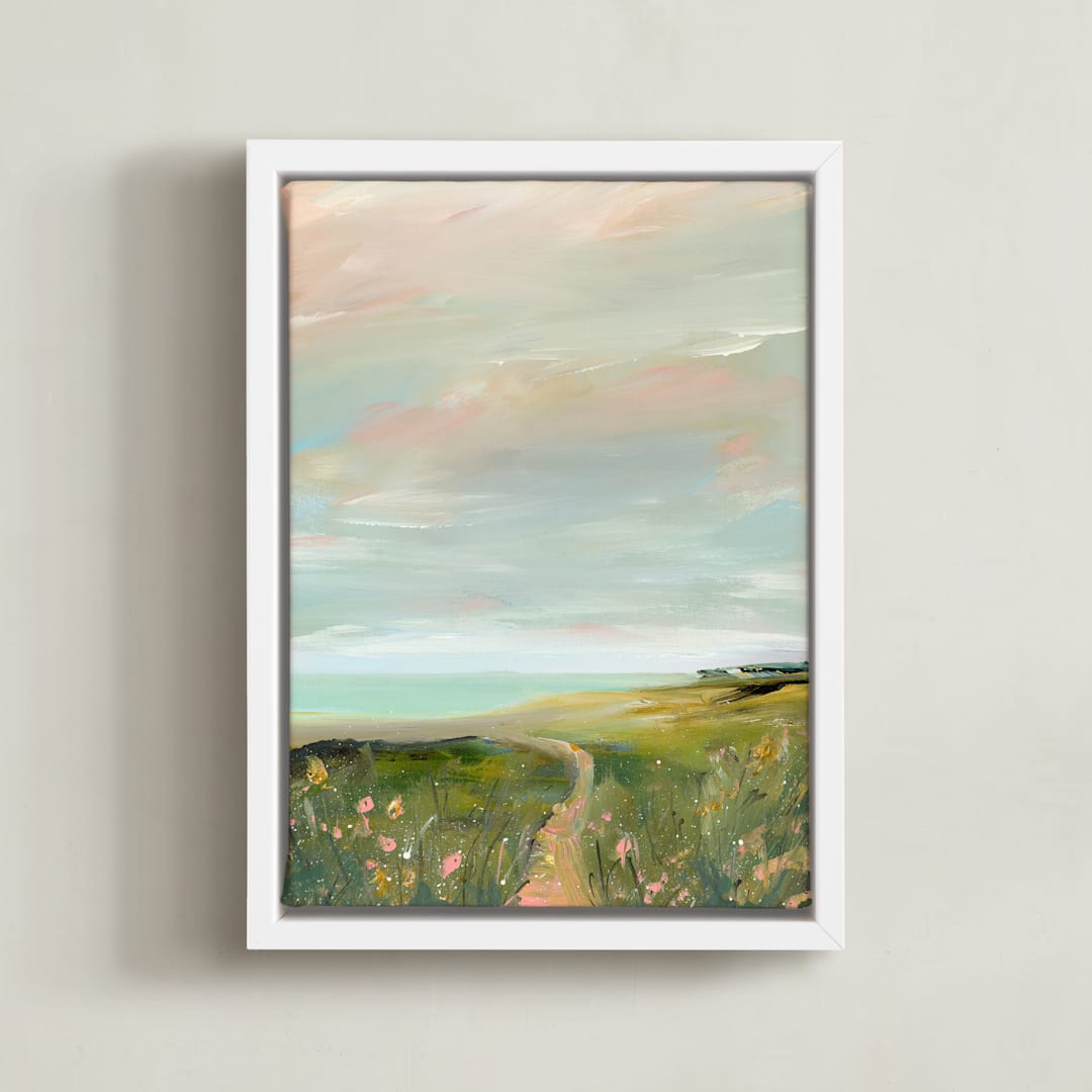 "Flight Path" - Art Print in Field Green by Lindsay Megahed - Framed Canvas