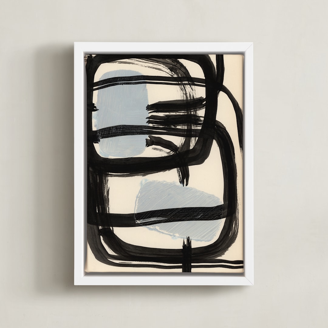 "Encapsulated Shapes II" - Art Print in Beige by Bethania Lima - Framed Canvas