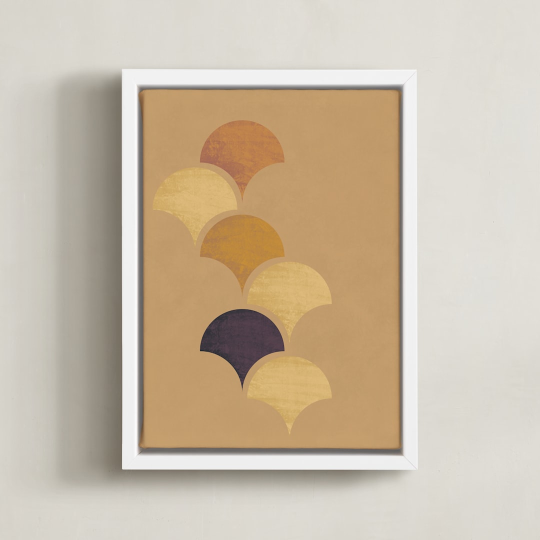"Ginkgo Leaves" - Art Print in Marigold by Yohaku Oshima - Framed Canvas