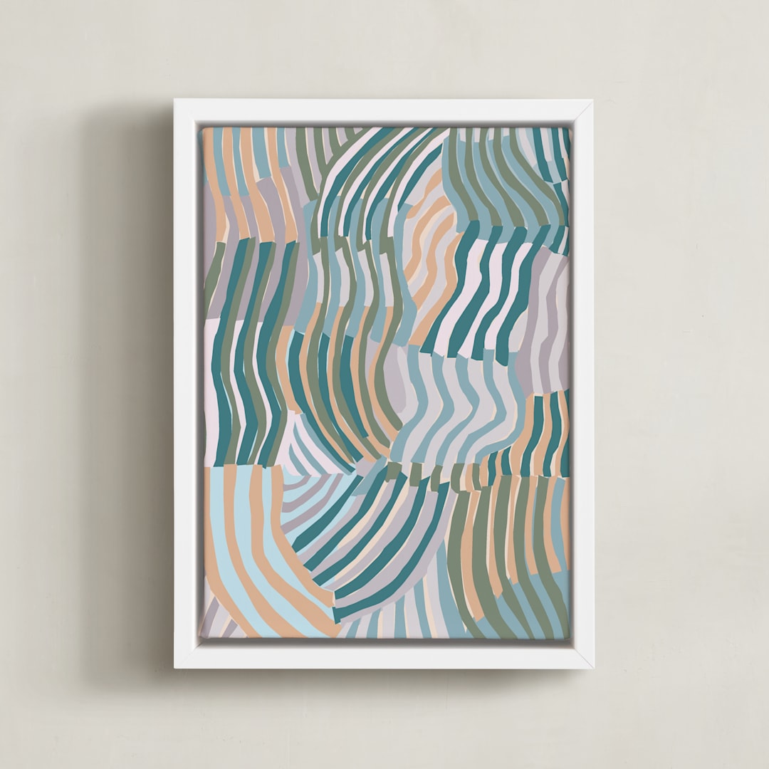 "the days catch" - Art Print in Soft Peach by Nina Leth - Framed Canvas
