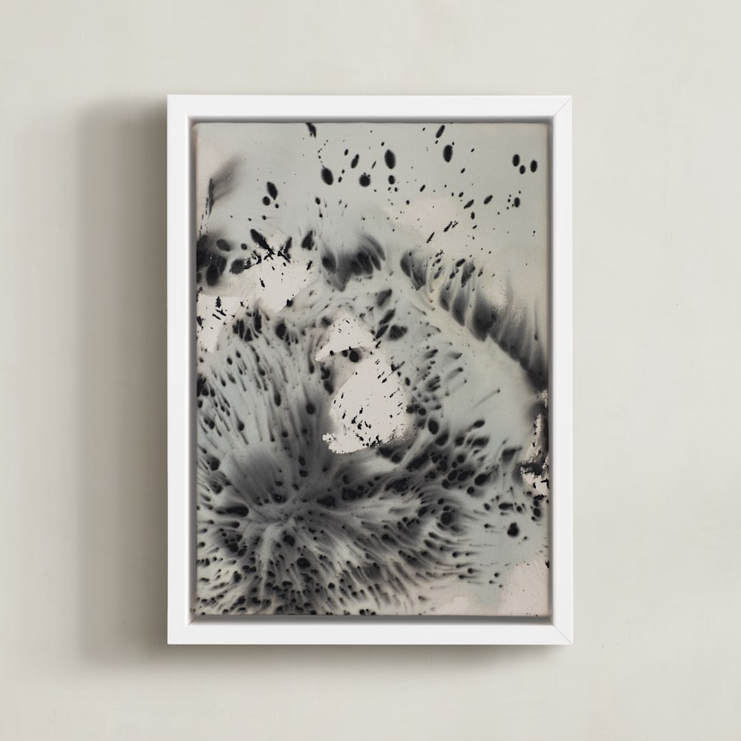 "Phoenix" - Art Print in Green Grey by Christa Kimble - Framed Canvas