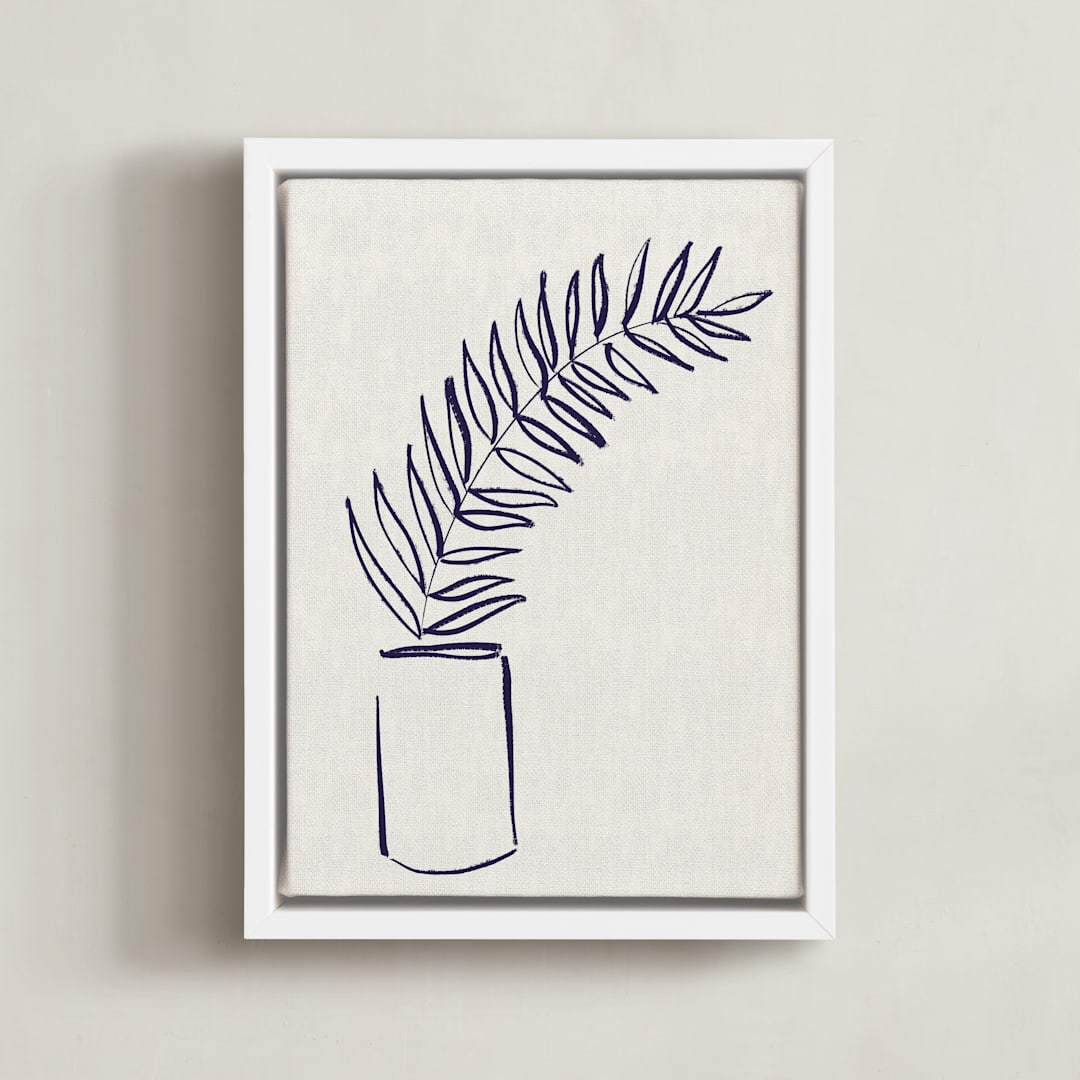 "Arcing not falling" - Art Print in Dark Indigo Blue by Holly Rose - Framed Canvas