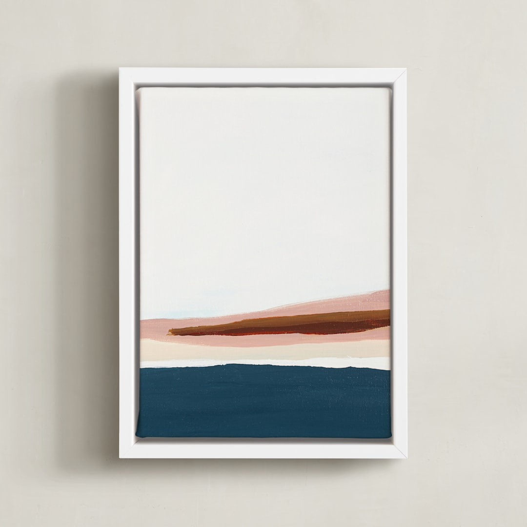 "Warm Pacific Seascape Diptych I" - Art Print in Navy Blue by Caryn Owen - Framed Canvas