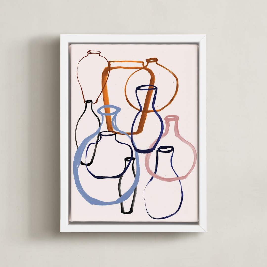 "vase outline" - Art Print in caramel by Cass Loh - Framed Canvas