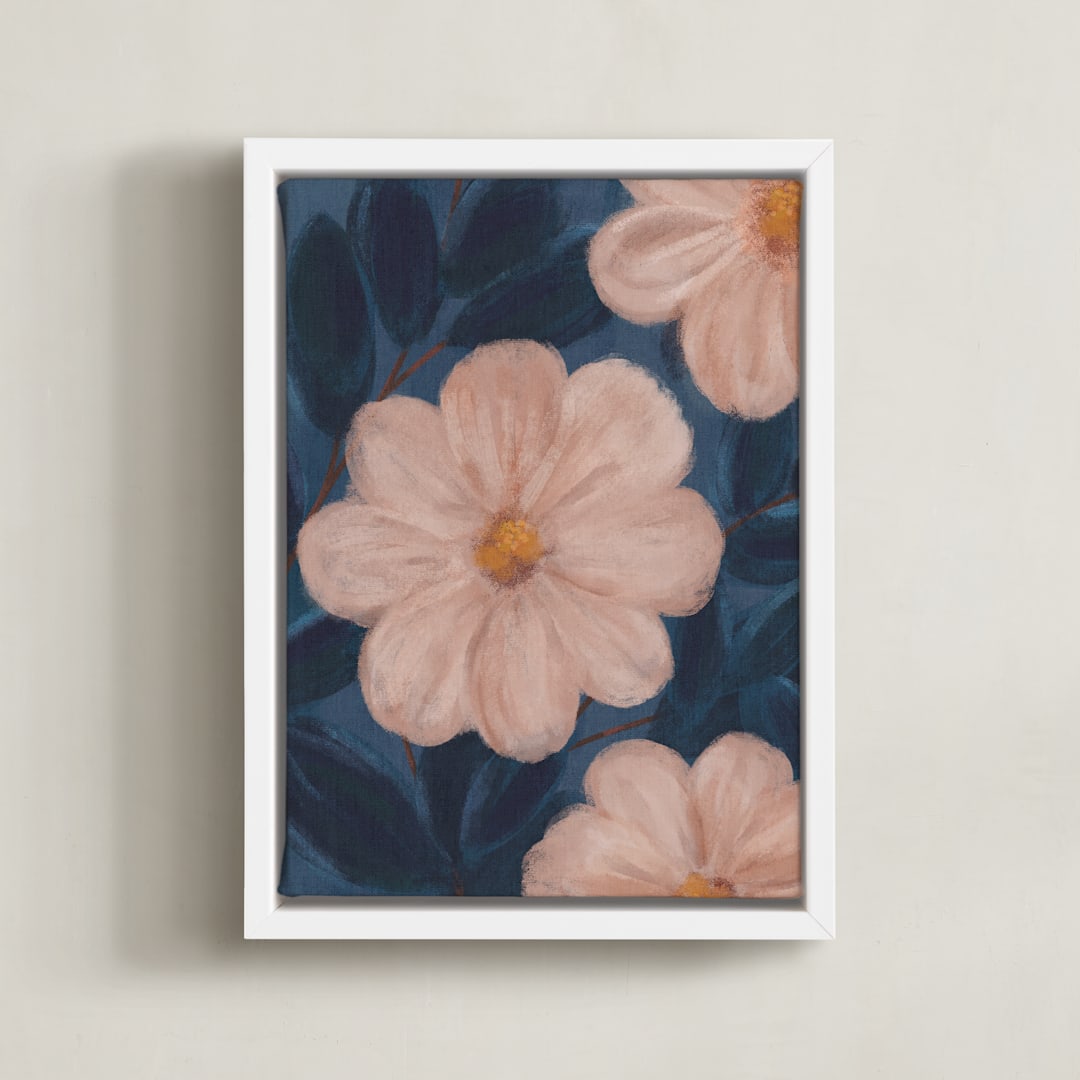 "Moody Florals II" - Art Print in Pale Pink by Angel Walker - Framed Canvas