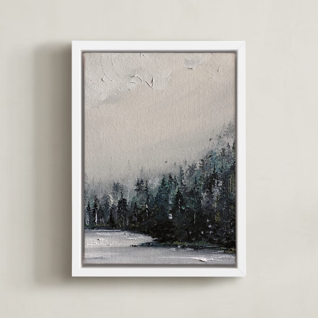 "Fog and Forest" - Art Print in Mist by Katy Abraham - Framed Canvas