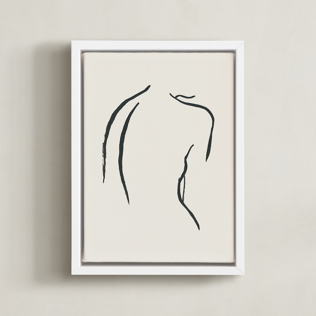 "Figure Study I" - Art Print in Creamy White by Chelsea Petaja - Framed Canvas