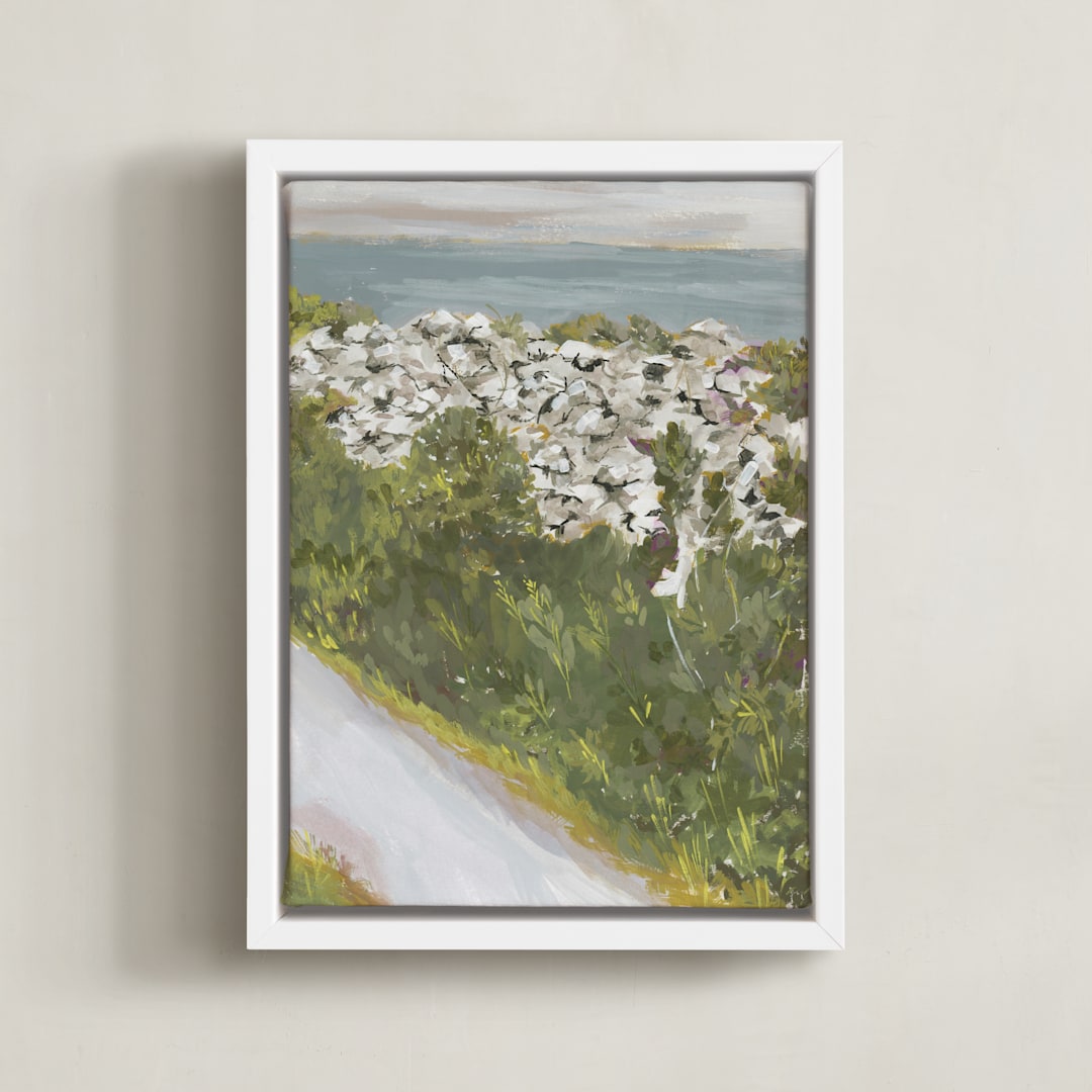 "Inis Mor II" - Art Print in Moss Green by Lucrecia Caporale - Framed Canvas