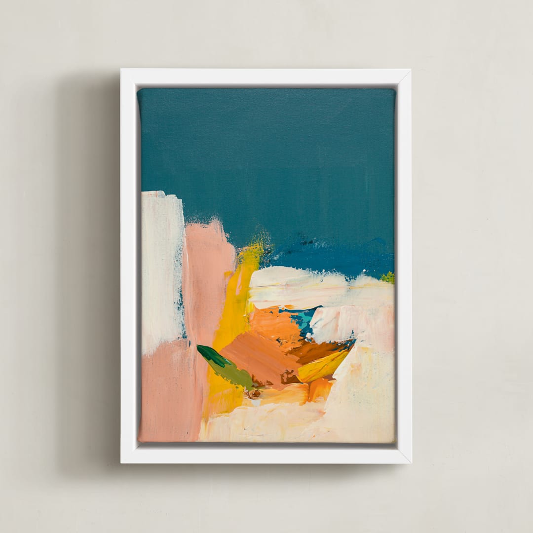 "Boat Dock" - Art Print in Orange by Caryn Owen - Framed Canvas