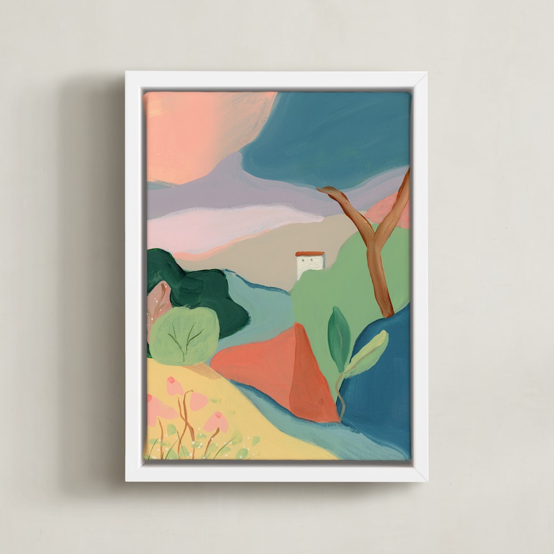 "Interlude I" - Art Print in Apricot by Lindsay Megahed - Framed Canvas
