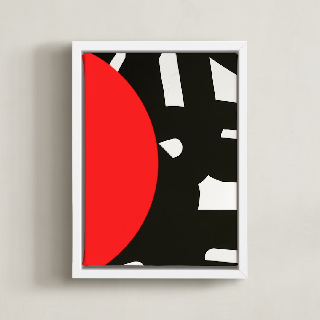 "The Domino Effect" - Art Print in Poppy Red by Deborah Velasquez - Framed Canvas