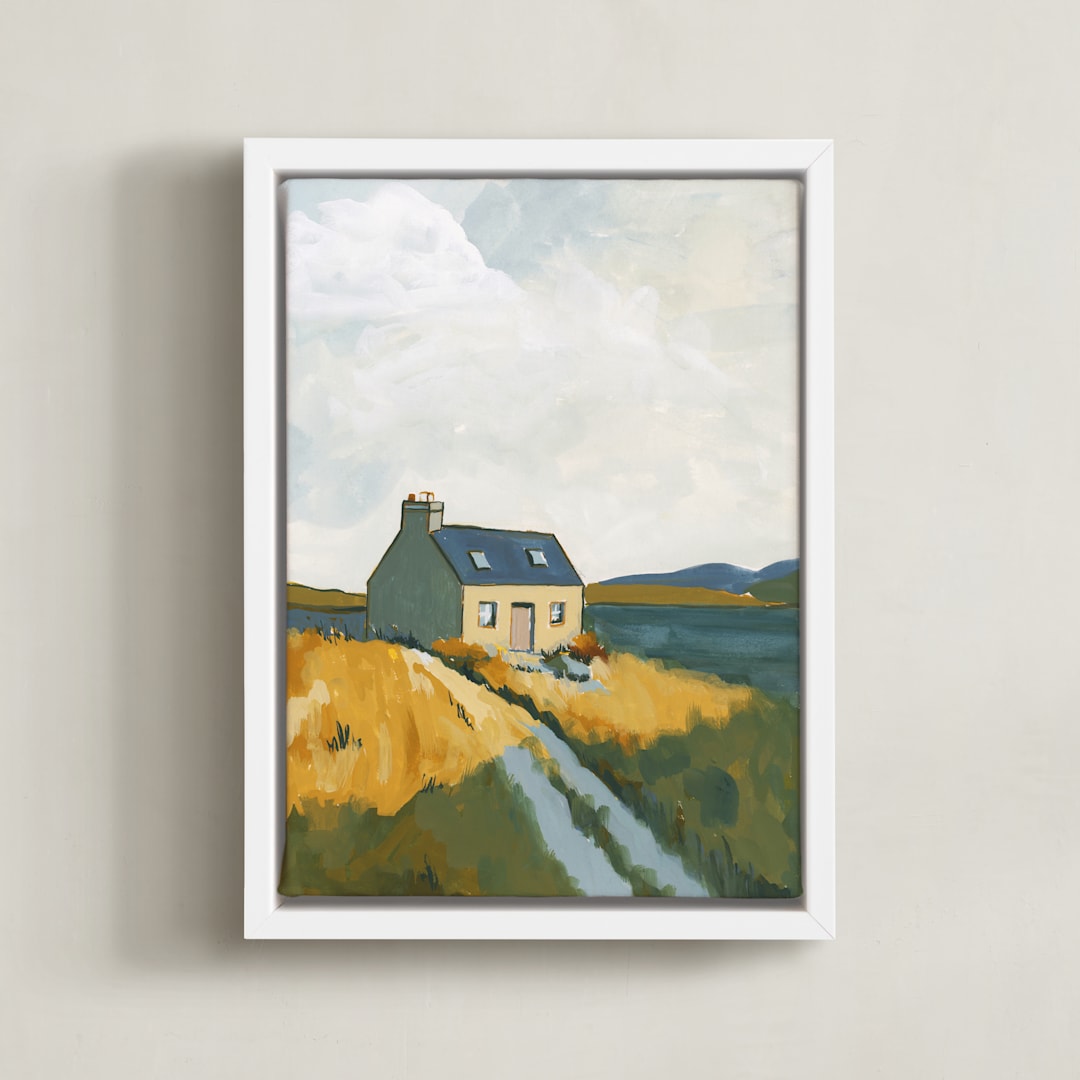 "Serenity by the Lake 1" - Art Print in Meadow Green by Lucrecia Caporale - Framed Canvas