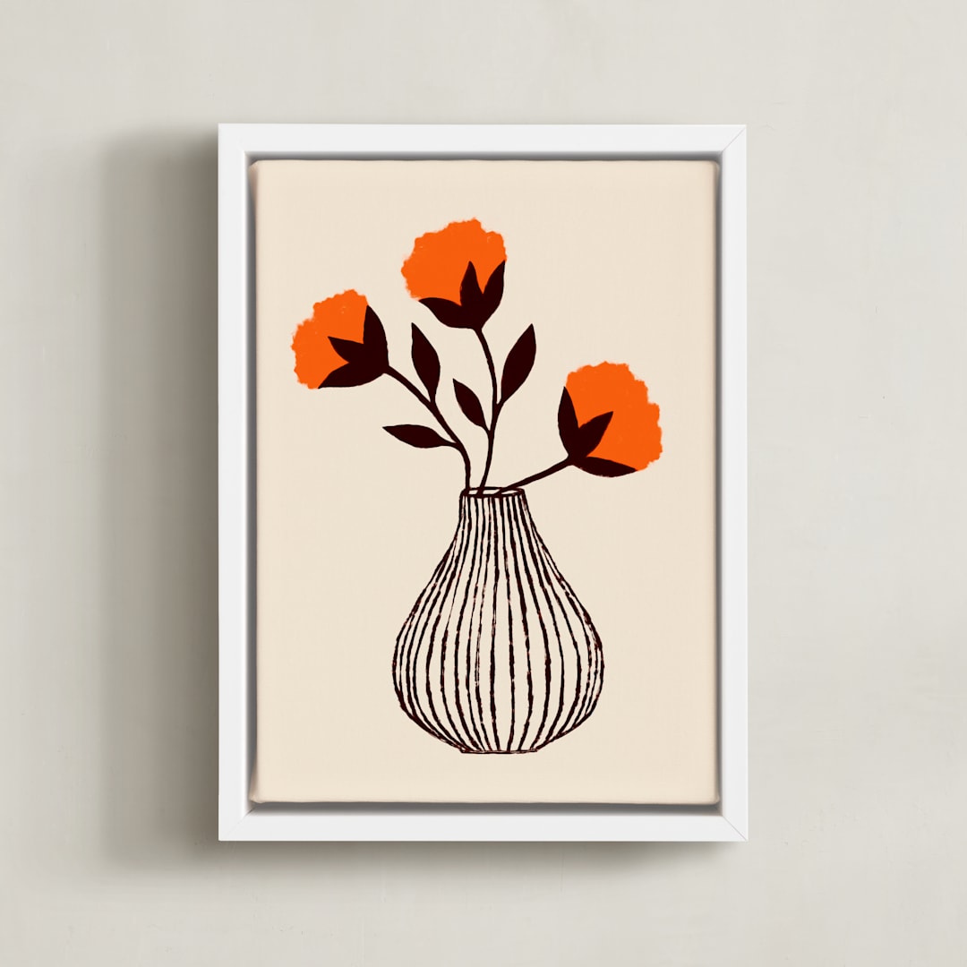 "rouge l" - Art Print in Poppy by Marabou Design - Framed Canvas