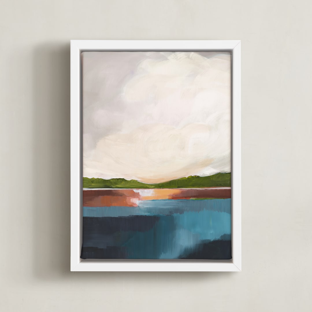 "Water's Edge" - Art Print in Waters Edge Blue by AlisonJerry - Framed Canvas