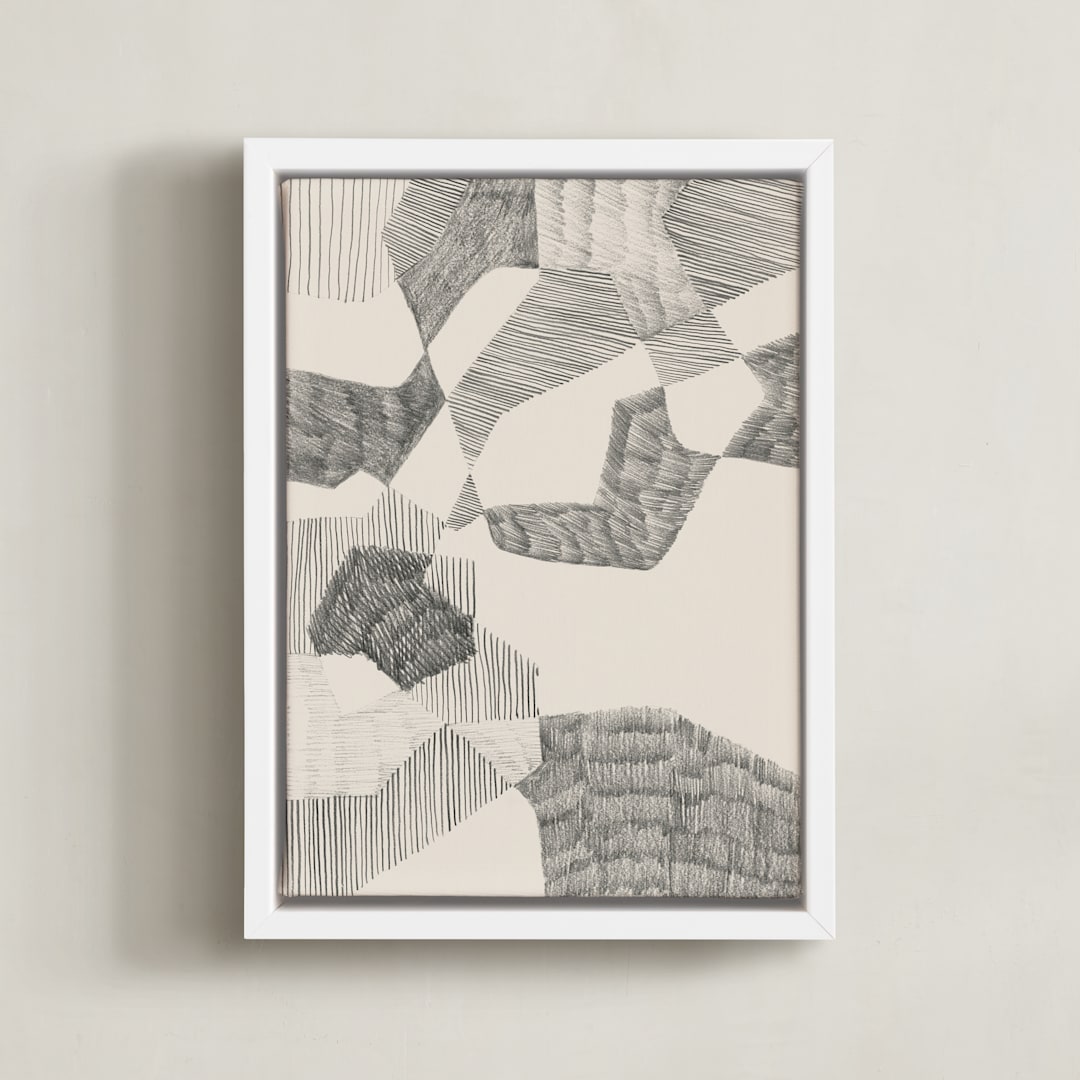 "Crossing Land II" - Art Print in Graphite Grey by Catilustre - Framed Canvas