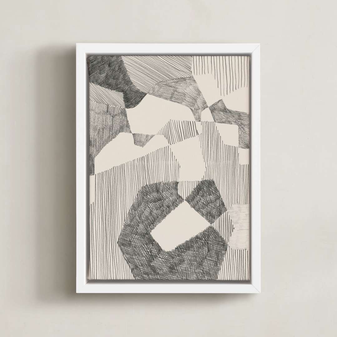 "Crossing Land I" - Art Print in Graphite Grey by Catilustre - Framed Canvas