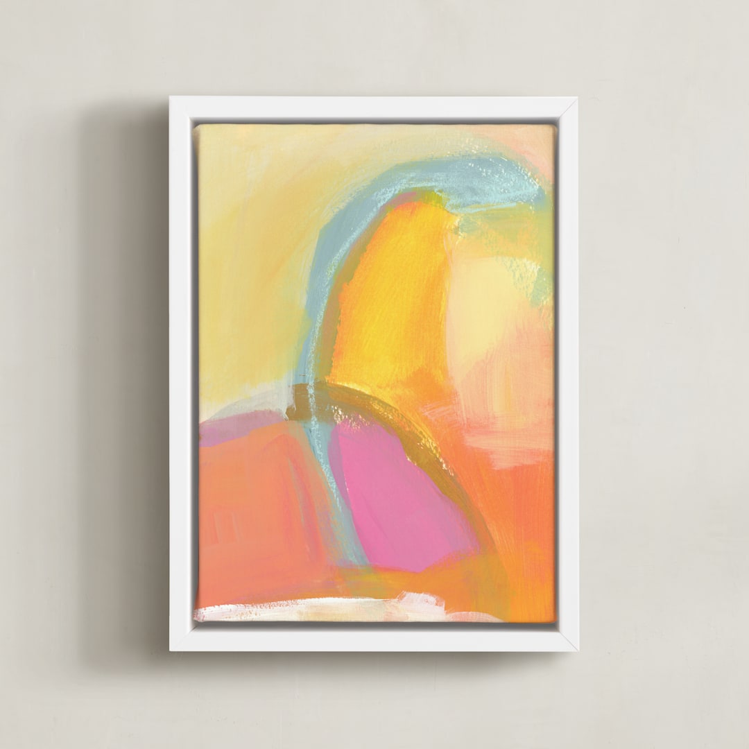 "Sunrise & Waterfalls 1" - Art Print in Golden Yellow by Karyn Denten - Framed Canvas