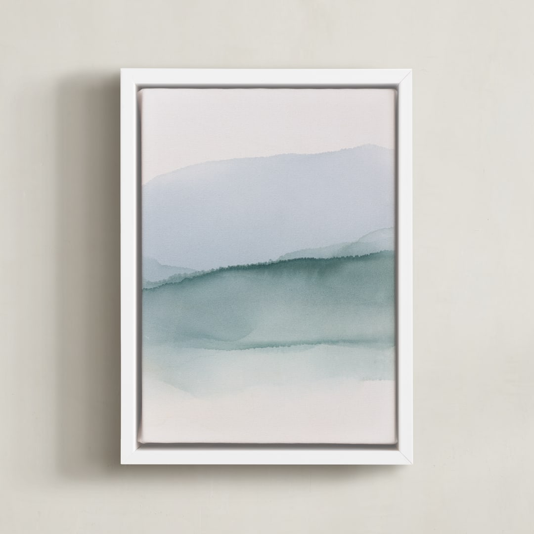 "Echo of a Memory 2" - Art Print in Soft Blue by Rebecca King - Framed Canvas