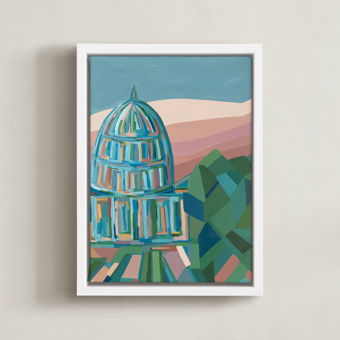 "She Endures" - Art Print in Deep Green and Blue by Molly Odom Magill - Framed Canvas