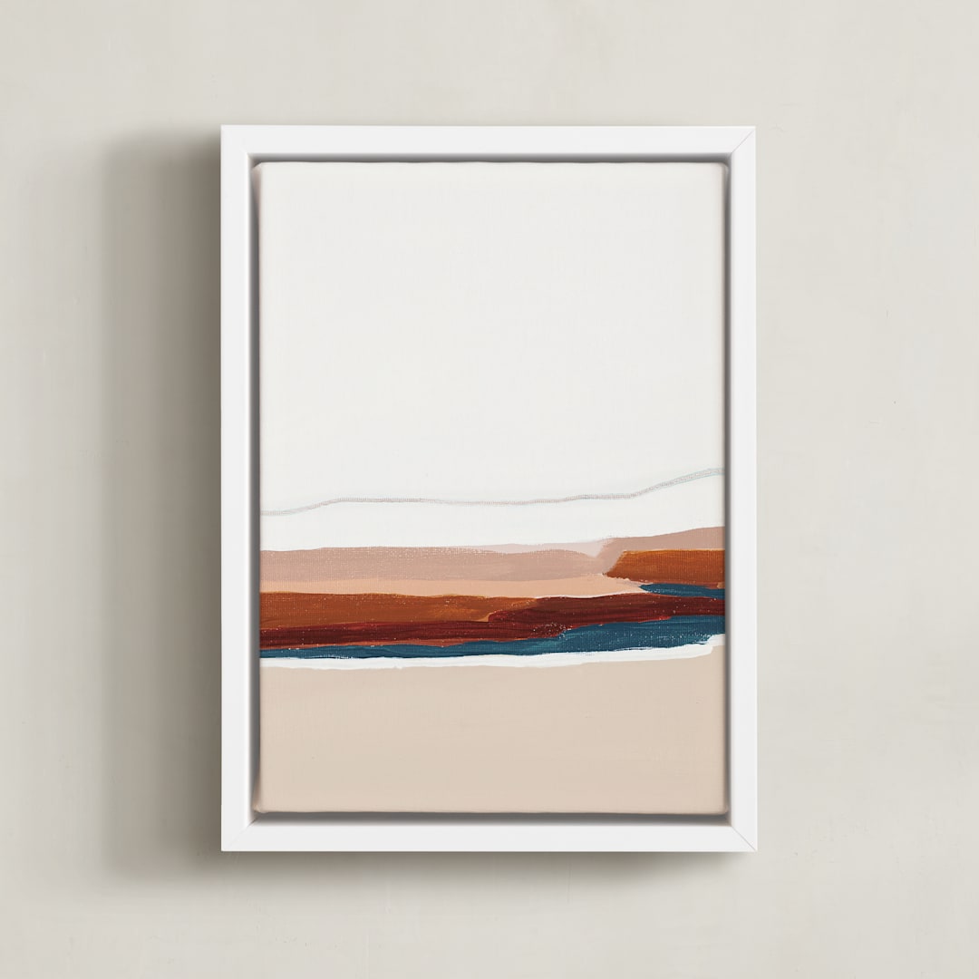 "Warm Pacific Seascape Diptych II" - Art Print in navy blue by Caryn Owen - Framed Canvas