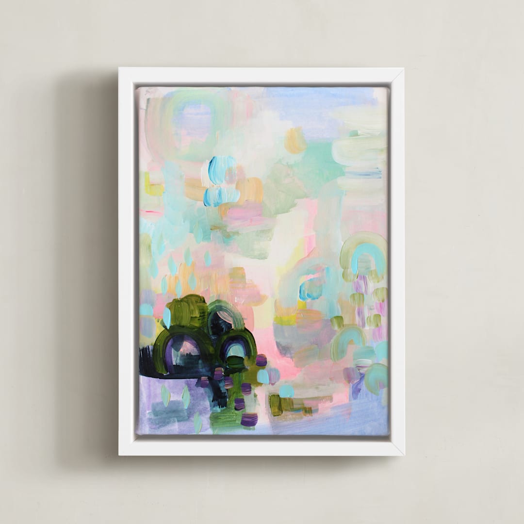 "Let's Play II" - Art Print in mint robins egg by Synnöve Seidman - Framed Canvas