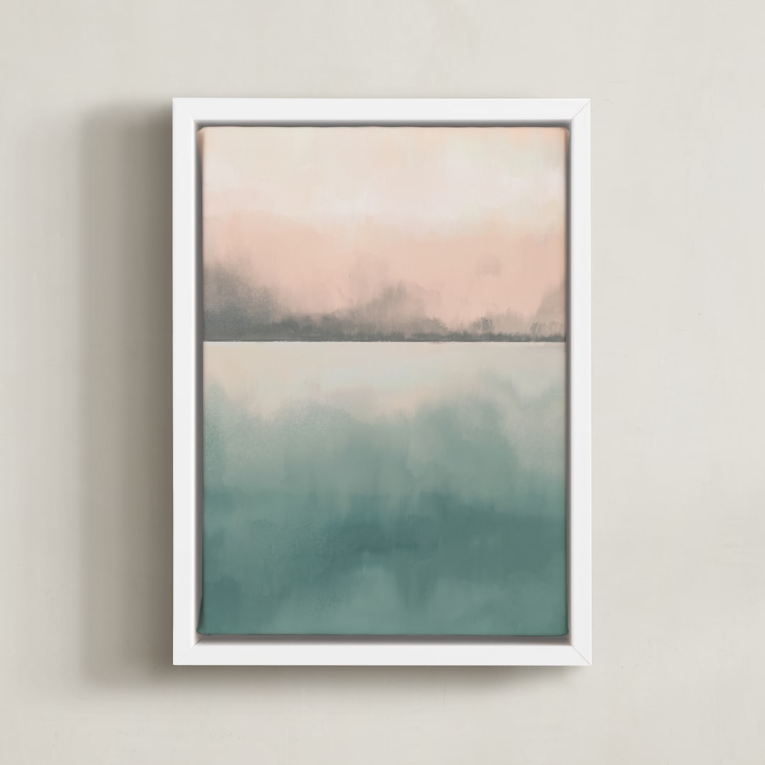 "Misty Marsh II" - Art Print in Peaceful Blue by Haley Fischer - Framed Canvas