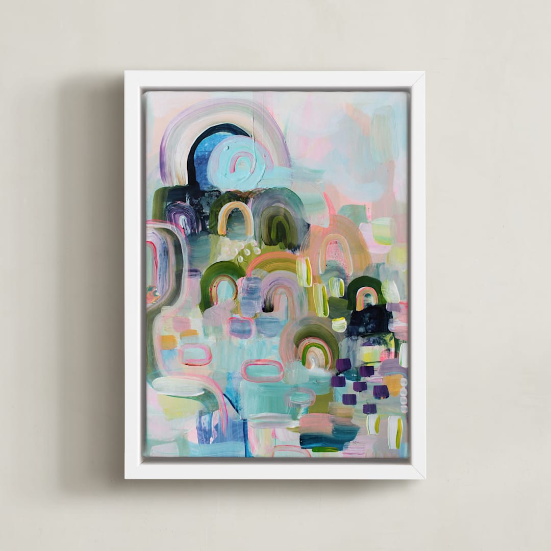 "Let's Play I" - Art Print in mint robins egg by Synnöve Seidman - Framed Canvas