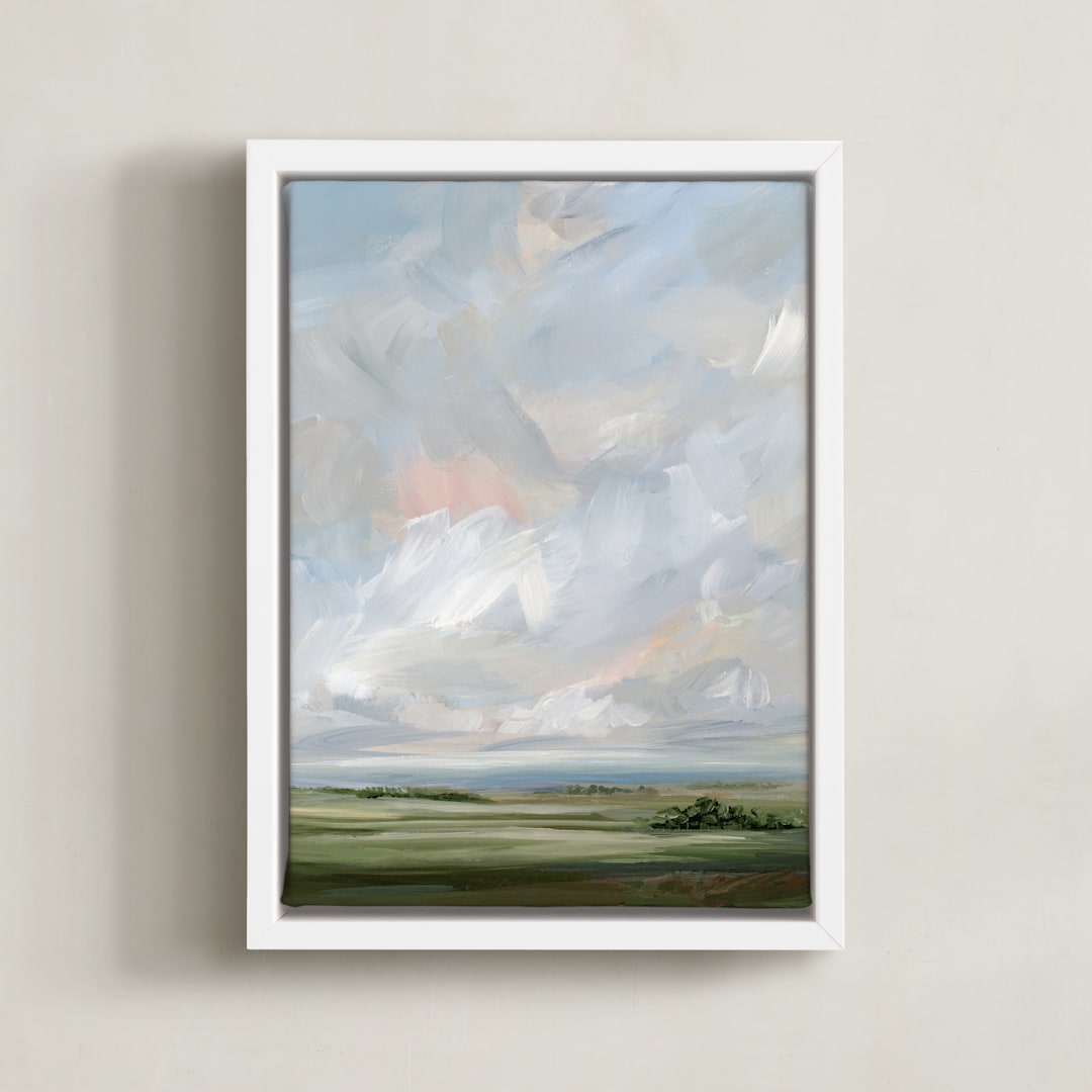"Living Skies" - Art Print in Sky Blue by Nicole Walsh - Framed Canvas