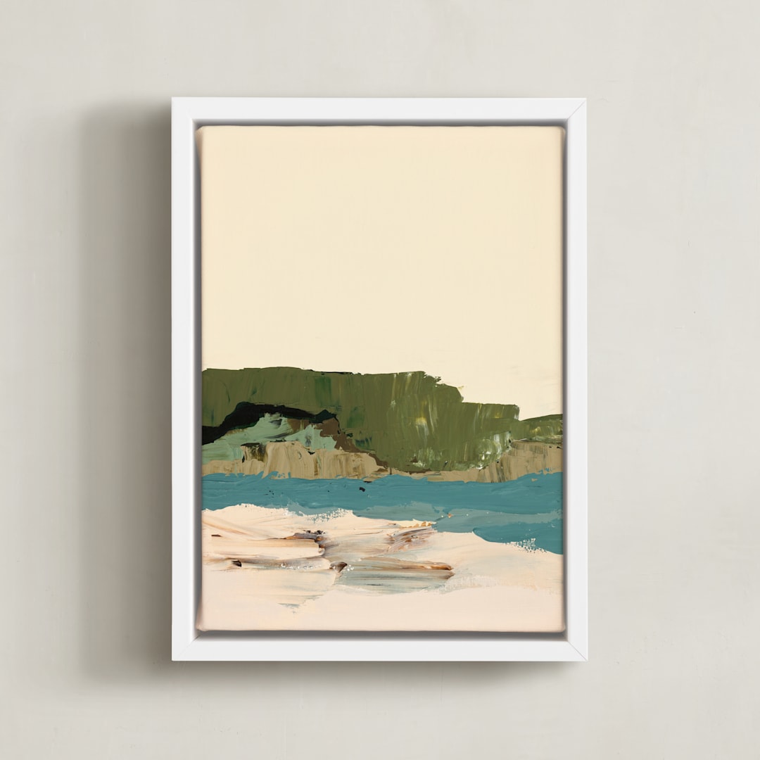 "Muted Series Seascape" - Art Print in Cream by Caryn Owen - Framed Canvas