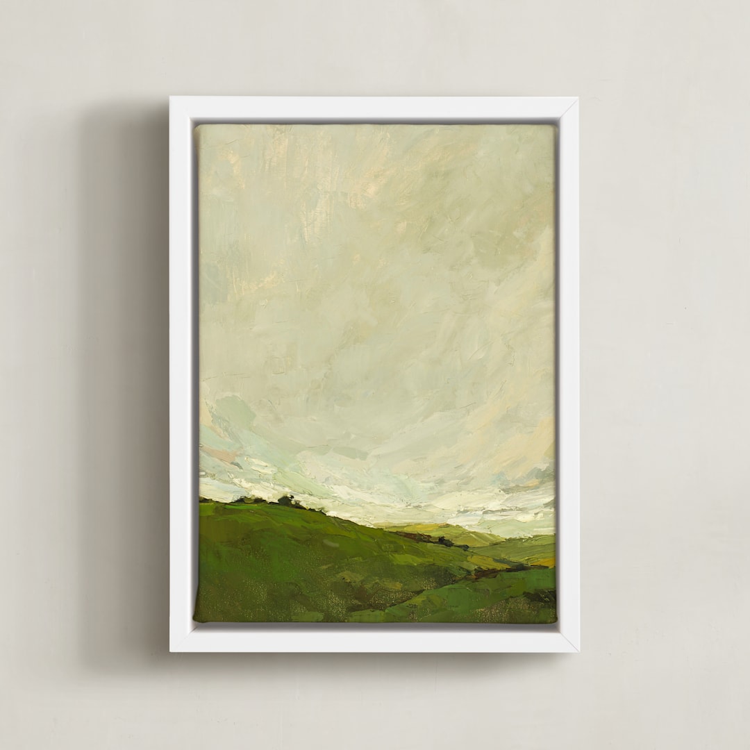 "Hills" - Art Print in Moss by Wendy Keller - Framed Canvas